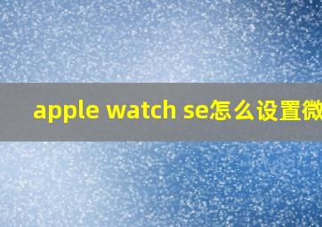 apple watch se怎么设置微信